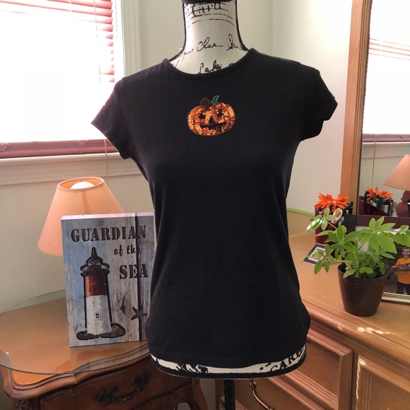 Other - Holloween shirt w/glitter pumpkin XL girls E1